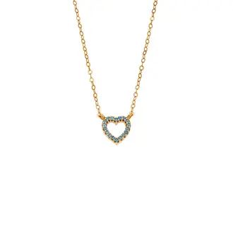 Κολιέ SENZA Καρδιά Gold Plated Ασήμι 925 Double Face Turquoise