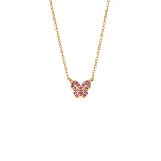 Κολιέ SENZA Πεταλούδα Gold Plated Ασήμι 925 Double Face Fouchsia