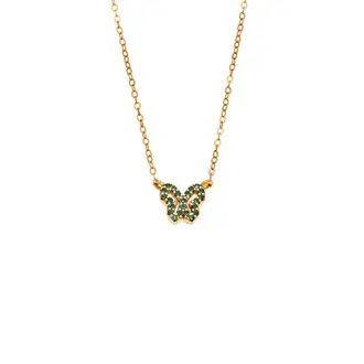 Κολιέ SENZA Πεταλούδα Gold Plated Ασήμι 925 Double Face Green