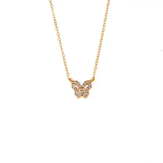 Κολιέ SENZA Πεταλούδα Gold Plated Ασήμι 925 Double Face Light Blue