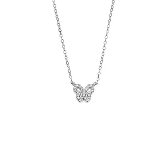 Κολιέ SENZA Πεταλούδα Rhodium Plated Ασήμι 925 Double Face Light Blue