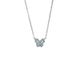 Κολιέ SENZA Πεταλούδα Rhodium Plated Ασήμι 925 Double Face Turquoise