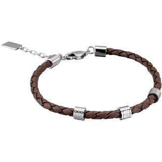 JUST CAVALLI Rock Leather Stainless Steel Bracelet JCBR50020100