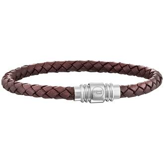 POLICE Style Leather Stainless Steel Bracelet 20cm 25890BLC-02L