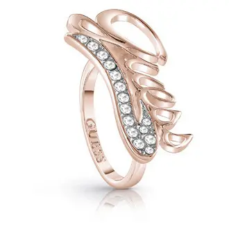 GUESS Logo Rose Gold Rhodium Plated Ring UBR85043