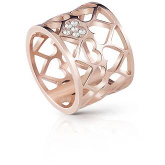 GUESS Hearts Rose Gold Rhodium Plated Ring UBR85008