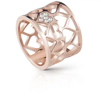 GUESS Hearts Rose Gold Rhodium Plated Ring UBR85008