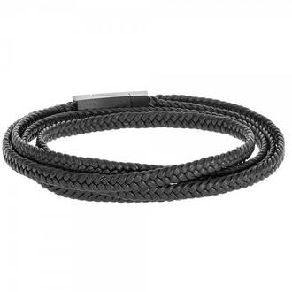 Βραχιόλι Senza Men&#039;s Steel Leather Strap