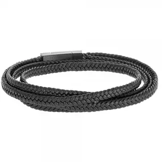 Βραχιόλι Senza Men&#039;s Steel Leather Strap
