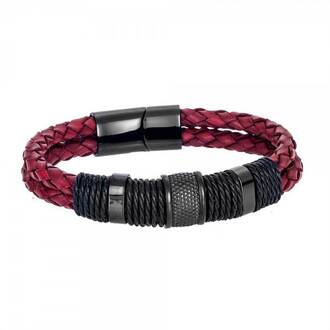 Βραχιόλι Senza Men&#039;s Steel Leather Strap