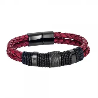 Βραχιόλι Senza Men&#039;s Steel Leather Strap