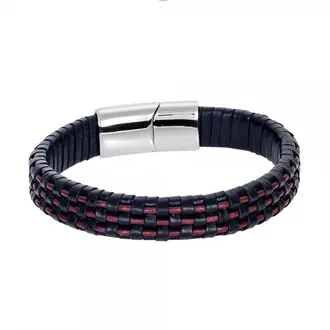Βραχιόλι Senza Men&#039;s Steel Leather Strap