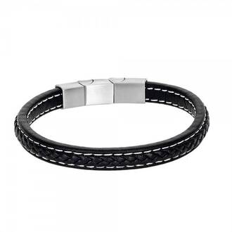 Βραχιόλι Senza Men&#039;s Steel Leather Strap