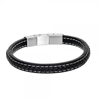 Βραχιόλι Senza Men&#039;s Steel Leather Strap
