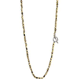 BREEZE Handmade Long Rosary Gold Metal Cord Hematite 100cm Adjustable Necklace 410014.1