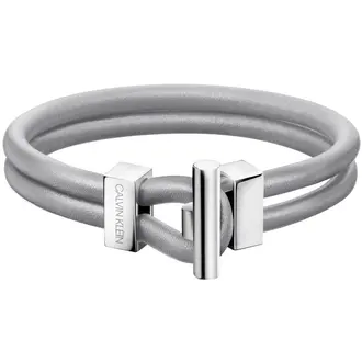 CALVIN KLEIN Anchor Leather Stainless Steel Bracelet KJ8WAB0901