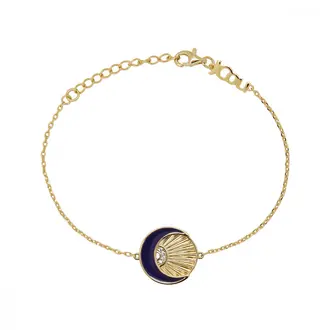 JCOU Sun And Moon Βραχιόλι Χρυσό Από Ασήμι 925 Και Σμάλτο JW901G2-01
