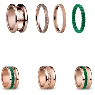 BERING Symphony Set Green Lights Stainless Steel Ring GREENLIGHTS