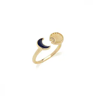 JCOU Sun And Moon Χρυσό Δαχτυλίδι Από Ασήμι 925 Και Σμάλτο JW901G0-01
