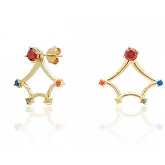 JCOU Rainbow Gold Silver 925 Earrings JW902G4-04