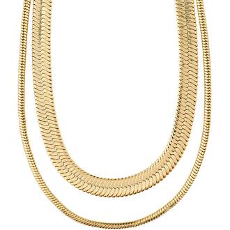 PILGRIM Reconnect Chunky Snake Chains 2in1 Set Gold-Platet Necklace 102132011