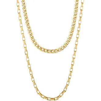 PILGRIM Clarity Multi Purpose Cable And Curb Chain Gold-Platet Necklace 112132011
