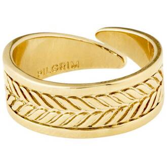 PILGRIM Legacy Wheat Leaf Gold-Plated Adjustable Ring 142132004