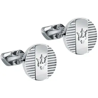 MASERATI Ασημένια Μανικετόκουμπα Από Ανοξείδωτο Ατσάλι Με Λογότυπο JM121ATK13