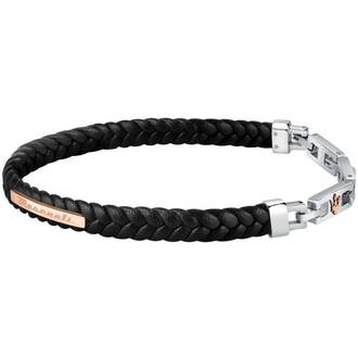 MASERATI Leather Stainless Steel Bracelet JM222AVE01