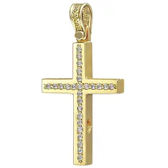 TRIANTOS Σταυρός Σε Κίτρινο Χρυσό 14K Με Ζιργκόν 1.2.1207Y