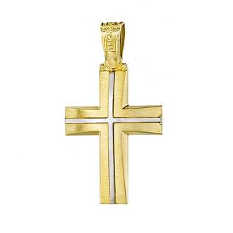 TRIANTOS Two Tone Yellow And White Gold Cross 14K 1.7.1028YW