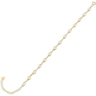 LAURA P. Cocktail Χρυσό Βραχιόλι Από Ασήμι 925 Με Πέτρες 16cm-20cm BR0029GB