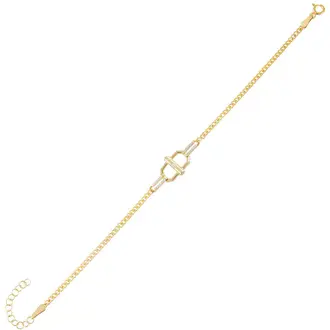 LAURA P. Vintage Χρυσό Βραχιόλι Από Ασήμι 925 Με Ζιργκόν 16cm-20cm BR0044GB