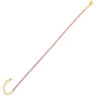 LAURA P. Candy Χρυσό Βραχιόλι Από Ασήμι 925 Με Ζιργκόν 16cm-20cm BR0055GRS