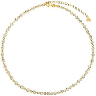 LAURA P. Cocktail Χρυσό Κολιέ Από Ασήμι 925 Με Πέτρες 34cm-39cm CH0032GB