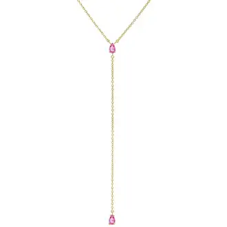 LAURA P. Pink Lady Χρυσό Κολιέ Από Ασήμι 925 Με Πέτρες 38cm-44cm CL0105GF