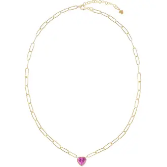 LAURA P. Pink Lady Χρυσό Κολιέ Από Ασήμι 925 Με Πέτρα 40cm-45cm CL0107GF