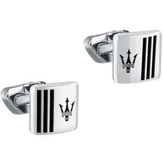MASERATI Ασημένια Μανικετόκουμπα Από Ανοξείδωτο Ατσάλι Με Λογότυπο JM422AVD10