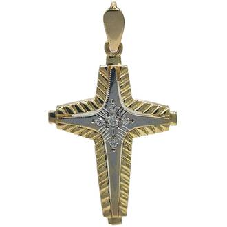 KALOUSTIAN Two Tone Yellow And White Gold Cross 14K KALST01