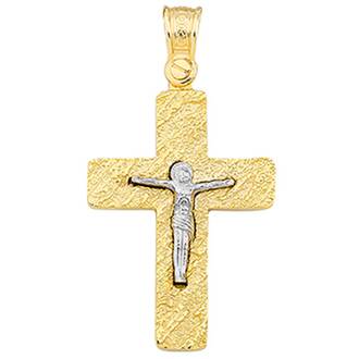ALORO Two Tone Gold Cross 14K ΚTX588