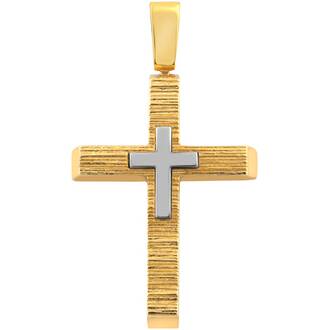 ALORO Two Tone Gold Cross 14K ΚΤΧ686