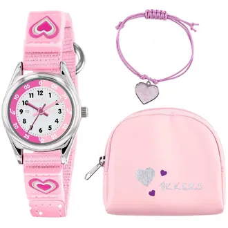 TIKKERS Girls Pink Canvas Strap Heart Set ATK1031