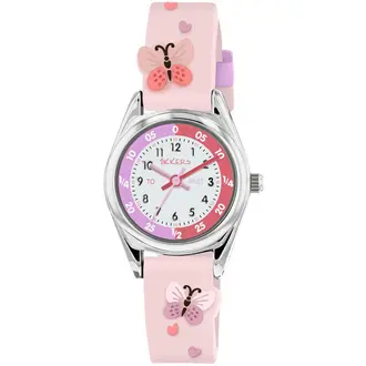 TIKKERS Girls Pink Strap Butterfly Time Teacher Set TK0206