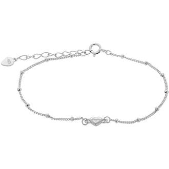 PRINCESILVERO Βραχιόλι Με Μπίλιες Και Καρδιά Από Ασήμι 925 15cm-18cm 1A-BR398-1