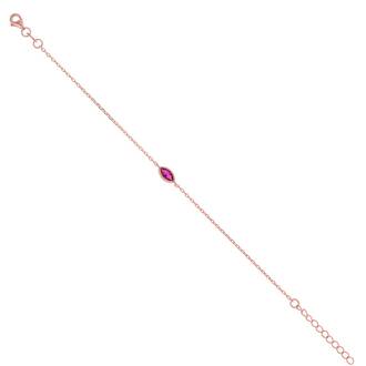 PRINCESILVERO Βραχιόλι Ροζ Χρυσό Με Πέτρα Από Ασήμι 925 15cm-18cm 1O-BR022-2R