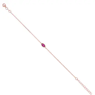 PRINCESILVERO Βραχιόλι Ροζ Χρυσό Με Πέτρα Από Ασήμι 925 15cm-18cm 1O-BR022-2R