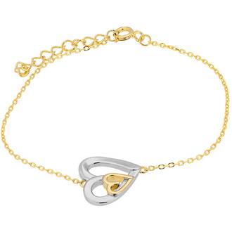 PRINCESILVERO Βραχιόλι Δίχρωμο Καρδιές Από Ασήμι 925 15cm-18cm 2ZK-BR134-1Y
