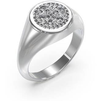 GUESS STEEL Dreaming Guess Ασημένιο Δαχτυλίδι Με Σφραγίδα Και Ζιργκόν JUBR03132JWRH