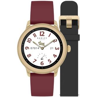 RADLEY LONDON Series 07 Smartwatch Gold and Black-Burgundy Silicone RYS07-2070-SET