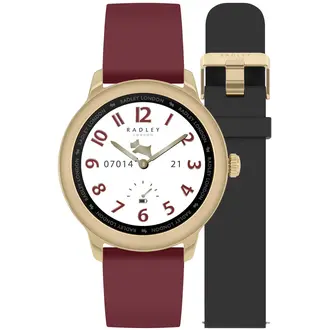 RADLEY LONDON Series 07 Smartwatch Gold and Black-Burgundy Silicone RYS07-2070-SET